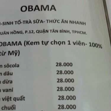 Thực đơn- Cafe Obama Trà Sữa