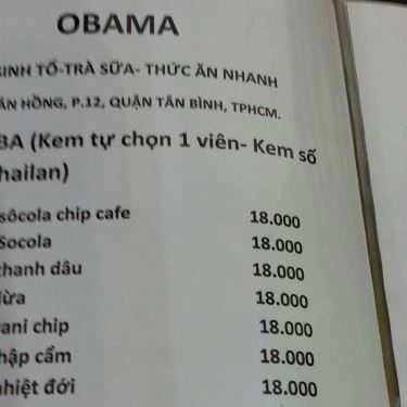 Thực đơn- Cafe Obama Trà Sữa