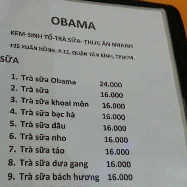Thực đơn- Cafe Obama Trà Sữa