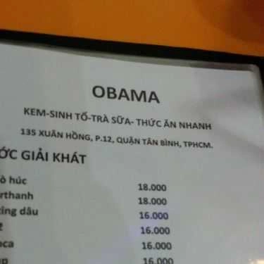 Thực đơn- Cafe Obama Trà Sữa