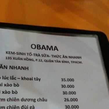 Thực đơn- Cafe Obama Trà Sữa