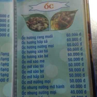 Thực đơn- Ăn vặt Ốc A Nhỏ