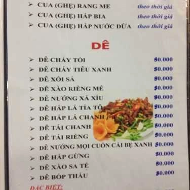 Thực đơn- Ăn vặt Ốc Cà Na - Tân Vĩnh