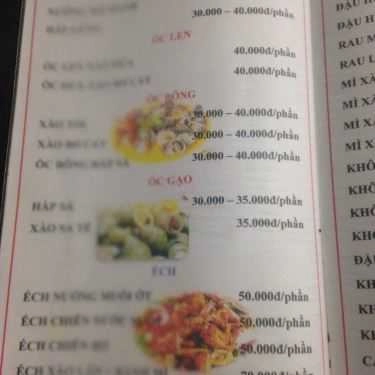 Thực đơn- Ăn vặt Ốc Công Đoàn