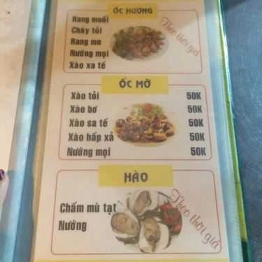 Thực đơn- Quán Nhậu Ốc Đêm K26