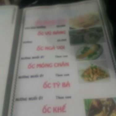 Thực đơn- Quán Nhậu Ốc Gia Đình
