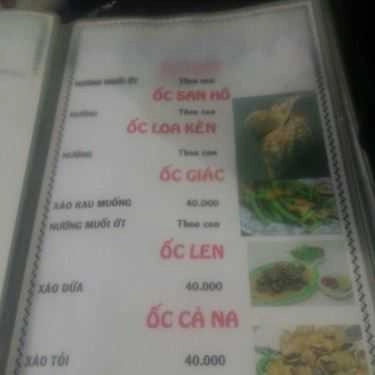 Thực đơn- Quán Nhậu Ốc Gia Đình