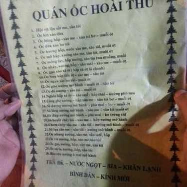 Thực đơn- Ăn vặt Ốc Hoài Thu - Bùi Thị Xuân