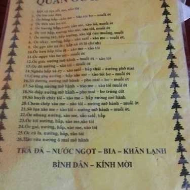 Thực đơn- Ăn vặt Ốc Hoài Thu - Bùi Thị Xuân