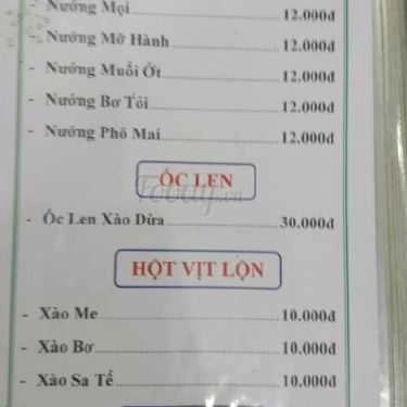 Thực đơn- Quán Nhậu Ốc Liên 20k - Bàu Cát 8