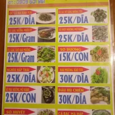Thực đơn- Quán Nhậu Ốc Nhảy - Đường Số 1