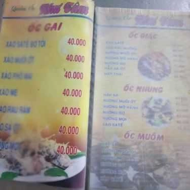 Thực đơn- Quán Nhậu Ốc Như Tâm