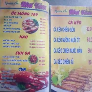 Thực đơn- Quán Nhậu Ốc Như Tâm