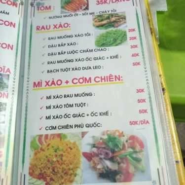 Thực đơn- Ăn vặt Ốc Phú Quốc - Kha Vạn Cân