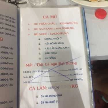 Thực đơn- Quán Nhậu Ốc Quyên 2