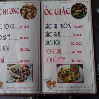 Thực đơn- Quán Nhậu Ốc Rẫy