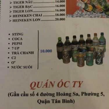 Thực đơn- Ăn vặt Ốc Ty