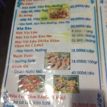 Thực đơn- Ăn vặt Ốc Vy
