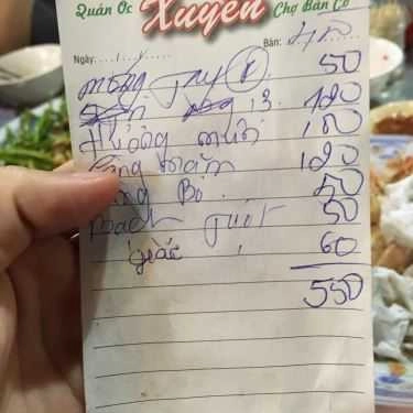 Thực đơn- Ăn vặt Ốc Xuyên - Chợ Bàn Cờ
