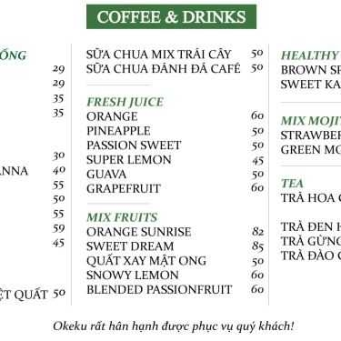 Thực đơn- Okeku Food & Coffee