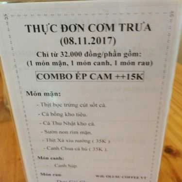 Thực đơn- Olusu coffee & Tea - Cơm Văn Phòng