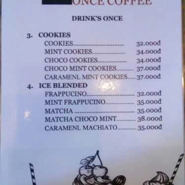 Thực đơn- Once Coffee