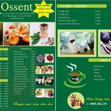 Thực đơn- Ossent Coffee & Tea
