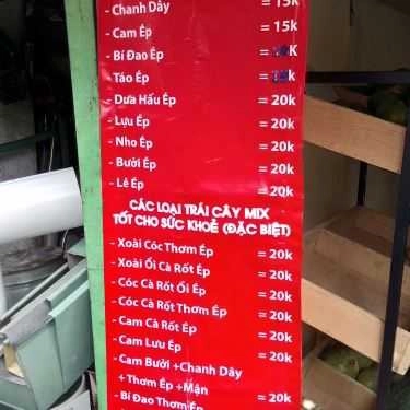 Thực đơn- Cafe Nước Ép Trái Cây Oxys