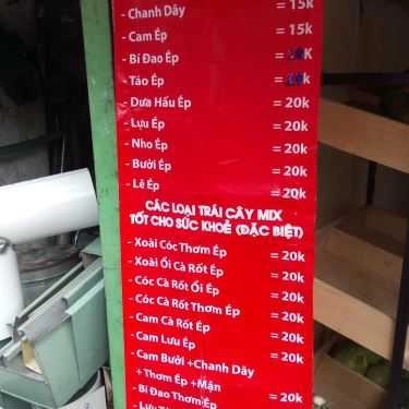 Thực đơn- Cafe Nước Ép Trái Cây Oxys