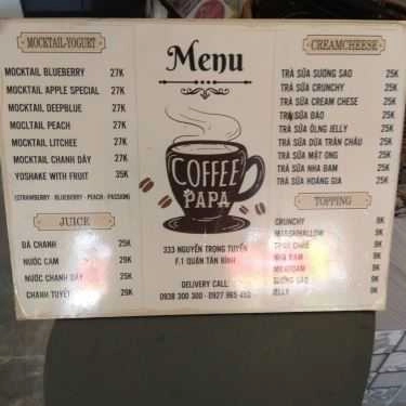 Thực đơn- Papa - Coffee & Tea