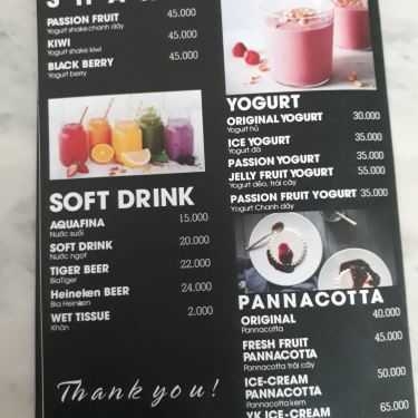 Thực đơn- YK Coffee - Nguyễn Thị Minh Khai
