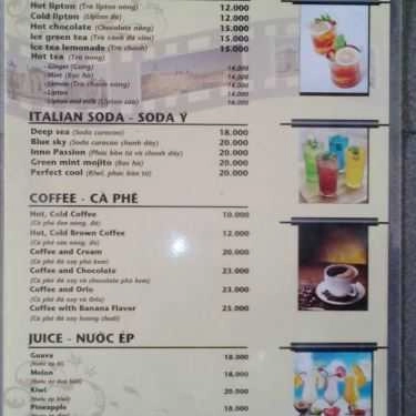 Thực đơn- Paris Coffee - Cây Trâm