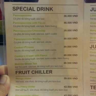 Thực đơn- Passio Coffee - 124 Khánh Hội