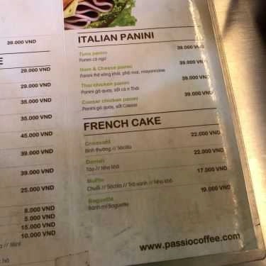 Thực đơn- Passio Coffee - 279 Nguyễn Thái Bình