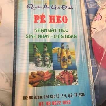 Thực đơn- Quán Nhậu Quán Pé Heo - Nhậu Bình Dân