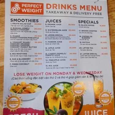 Thực đơn- Cafe Perfect Weight Drinks - Nguyễn Thị Minh Khai
