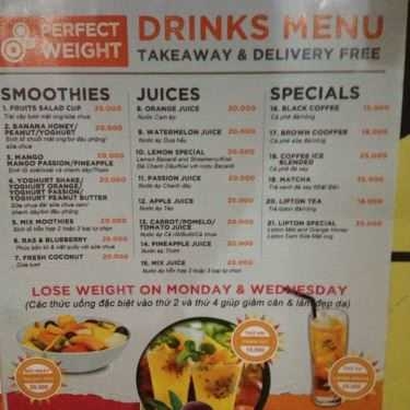 Thực đơn- Cafe Perfect Weight Drinks - Nguyễn Thị Minh Khai