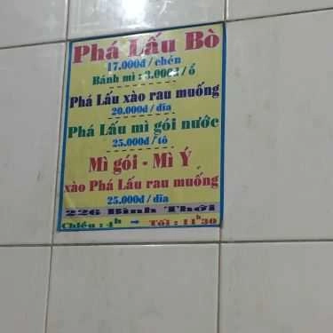 Thực đơn- Ăn vặt Phá Lấu Bò - Bình Thới