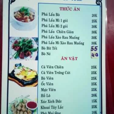 Thực đơn- Ăn vặt Cô Hai - Phá Lấu & Bò Bít Tết