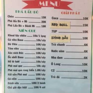 Thực đơn- Ăn vặt Phá Lấu Lion