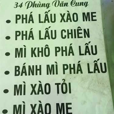 Thực đơn- Ăn vặt Phá Lấu - Phùng Văn Cung