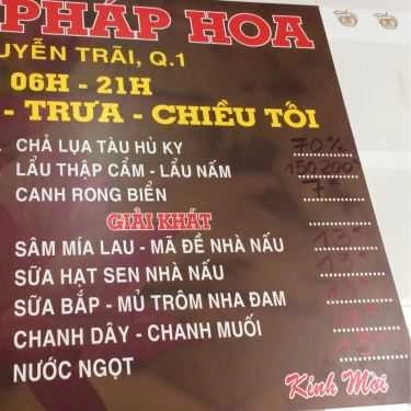 Thực đơn- Quán Ăn Pháp Hoa - Quán Chay