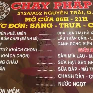 Thực đơn- Quán Ăn Pháp Hoa - Quán Chay