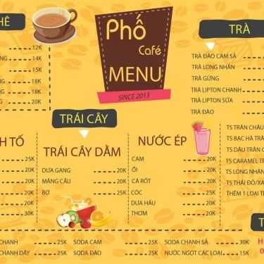 Thực đơn- Phố Cafe - Đặng Văn Ngữ