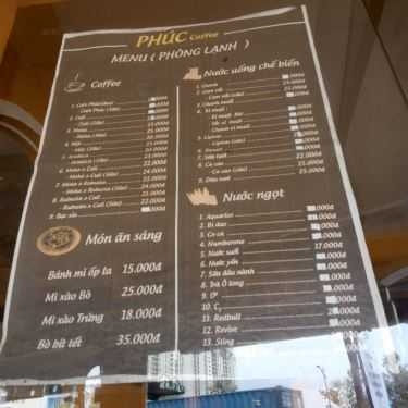 Thực đơn- Phúc Coffee - Đồng Văn Cống