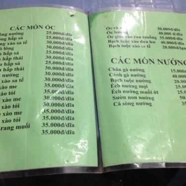 Thực đơn- Quán Nhậu Quán Phúc - Ốc & Lẩu Nướng