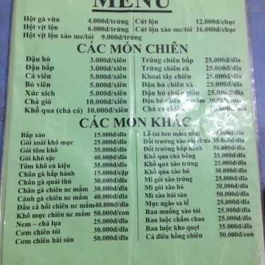 Thực đơn- Quán Nhậu Quán Phúc - Ốc & Lẩu Nướng