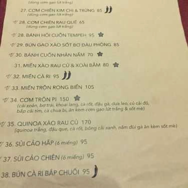 Thực đơn- Quán Ăn Pi Vegetarian Bistro - Ẩm Thực Chay
