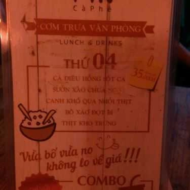 Thực đơn- Pin Cà Phê - Nguyễn Thị Huỳnh