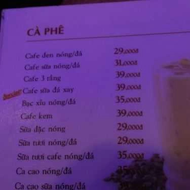 Thực đơn- Pin Cà Phê - Nguyễn Thị Huỳnh